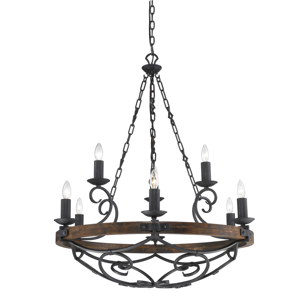 Wry Lighting Madera 9-light Chandelier in Black Iron